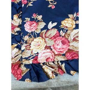 RARE Ralph Lauren Rose FLORAL RUFFLED Square Pillow Sham Vintage 15”